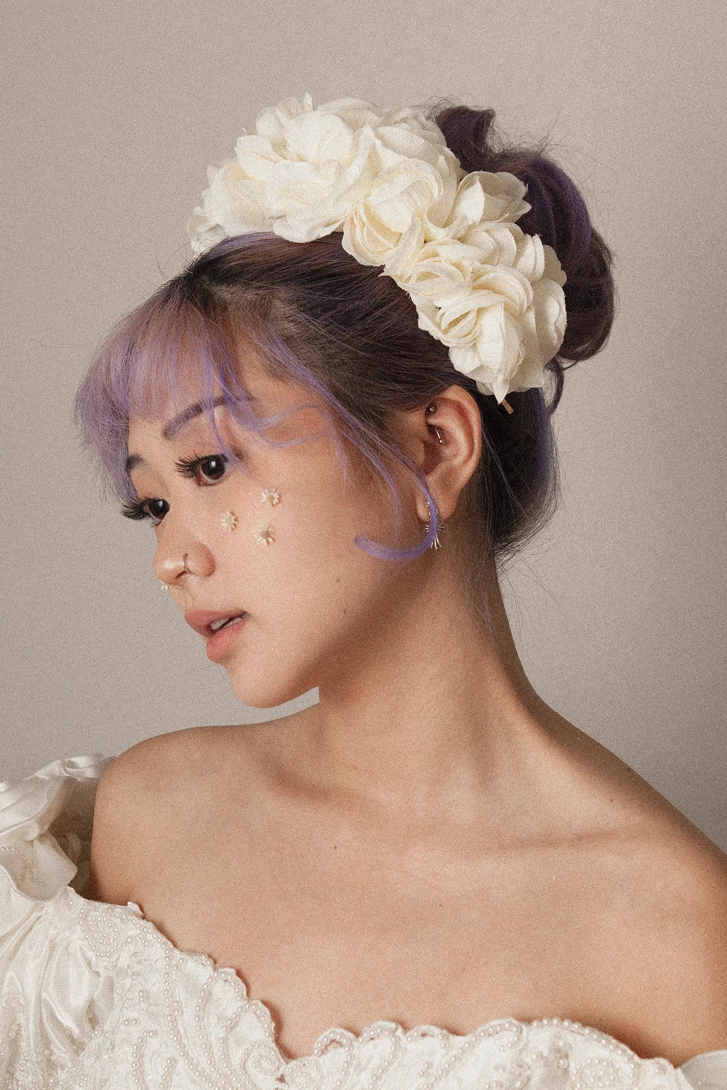 Silk Beige Flower Headband