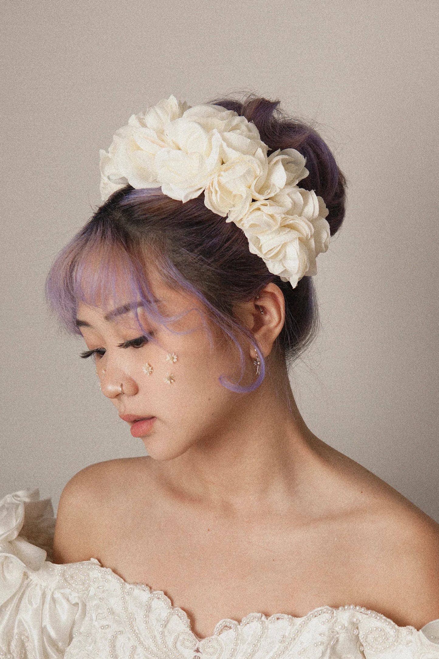 Silk Beige Flower Headband