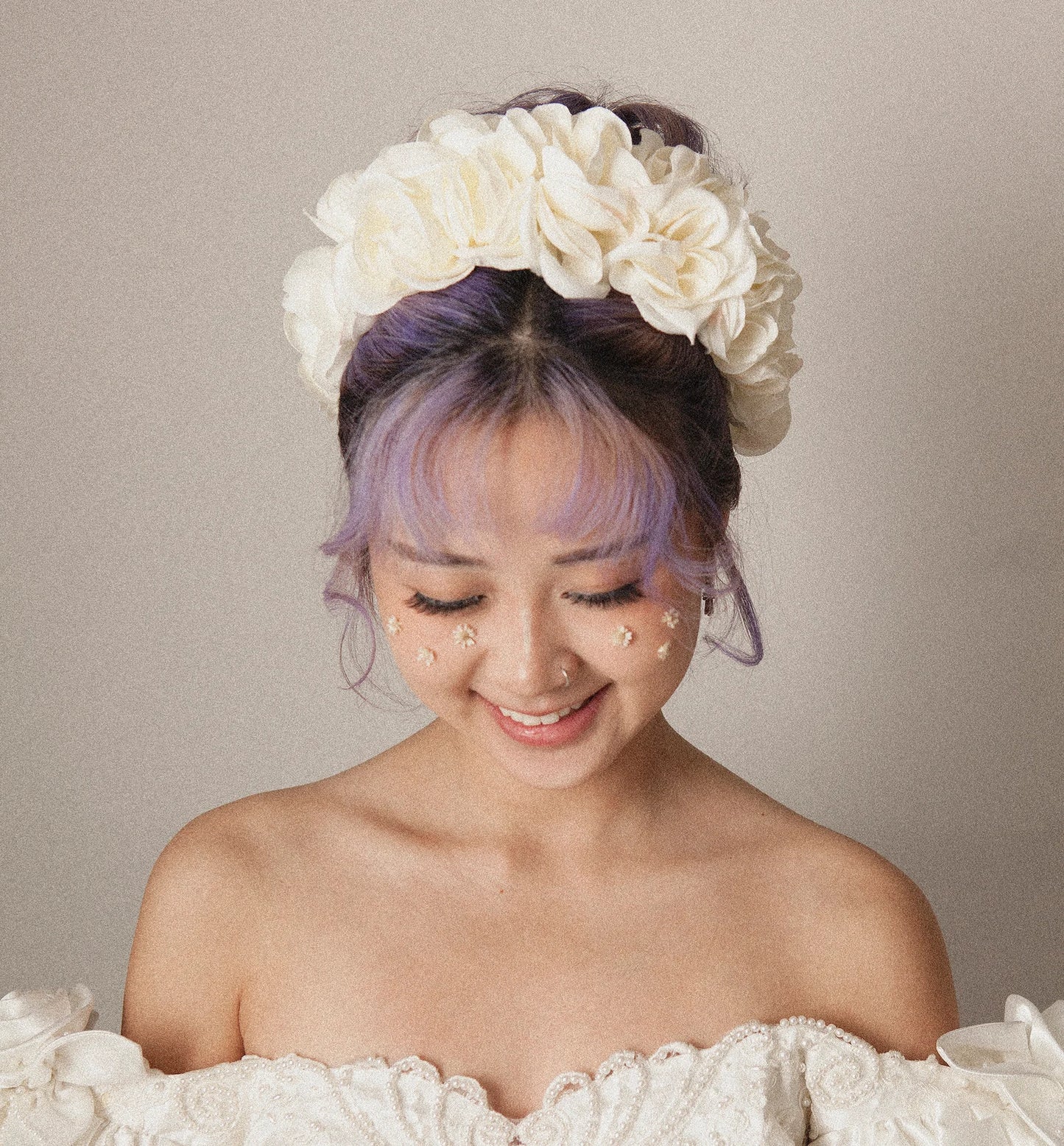 Silk Beige Flower Headband