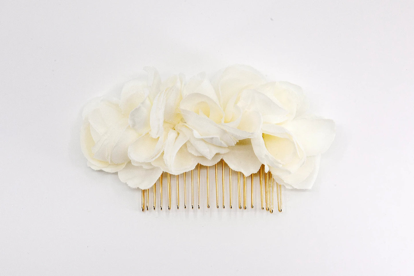 Silk Beige Flower Small Comb