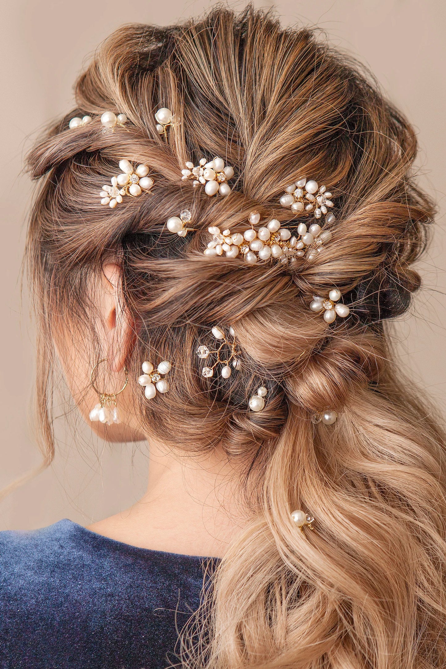 Double Flowers Freshwater Pearl Hair Pins