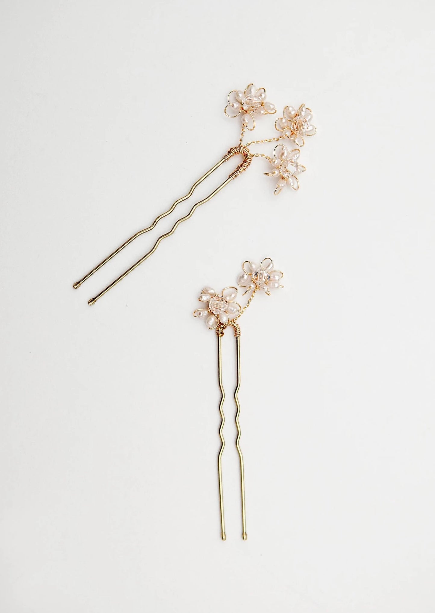 Triple Flowers Freshwater Pearl Hair Pins