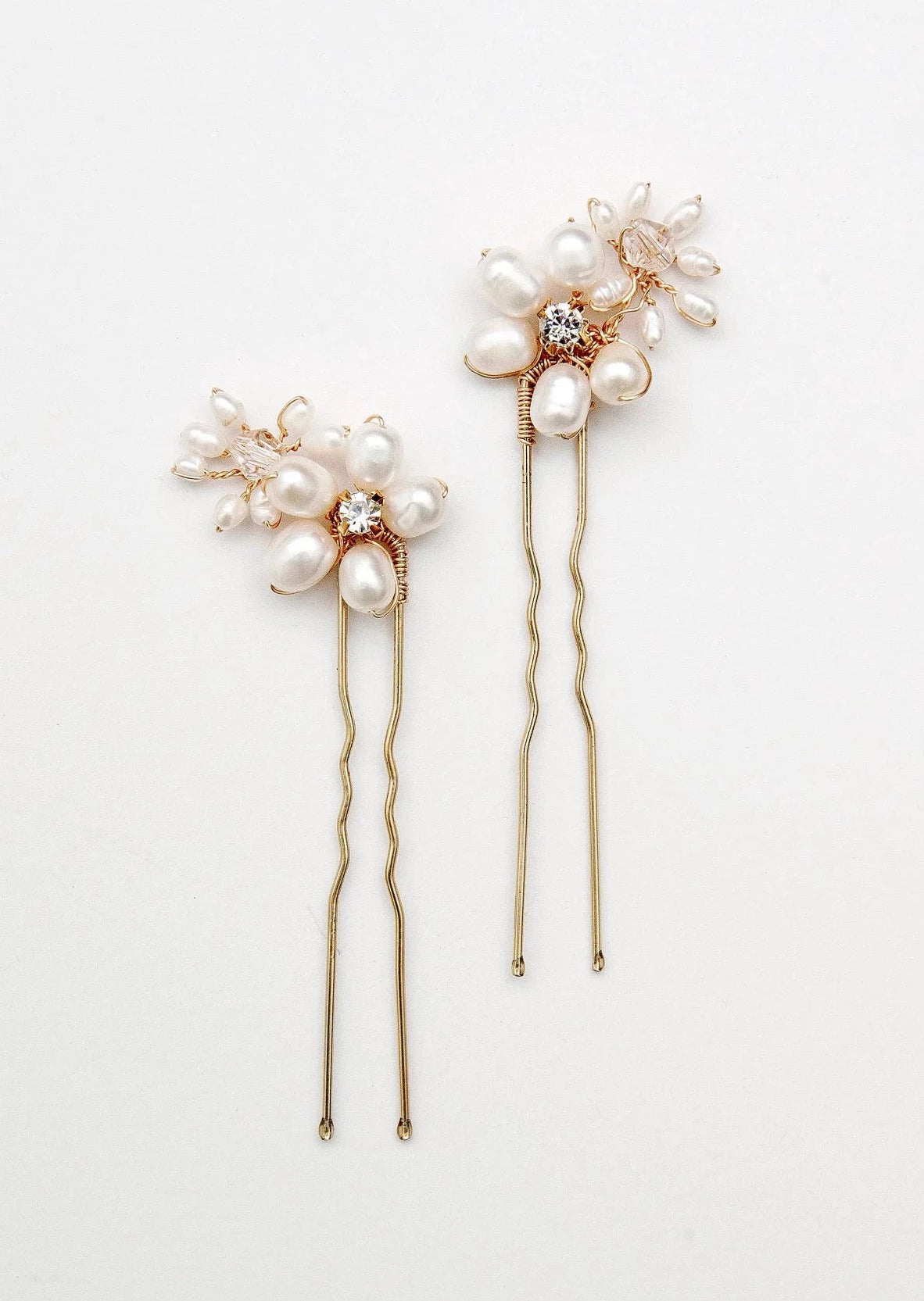 Double Flowers Freshwater Pearl Hair Pins