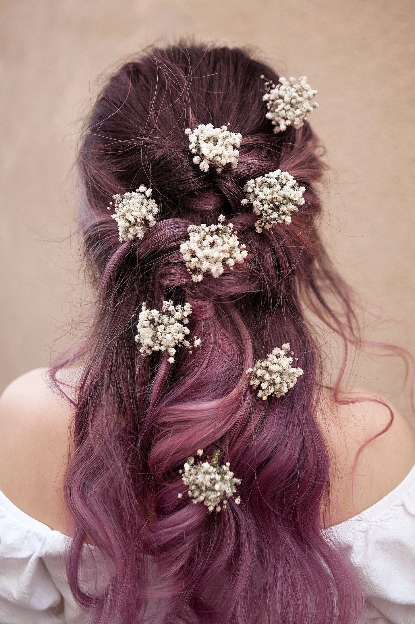 Dried Baby's Breath Big Hair Pins