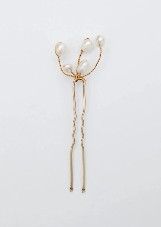 Spread-out Small Flowers Freshwater Pearl Hair Pins