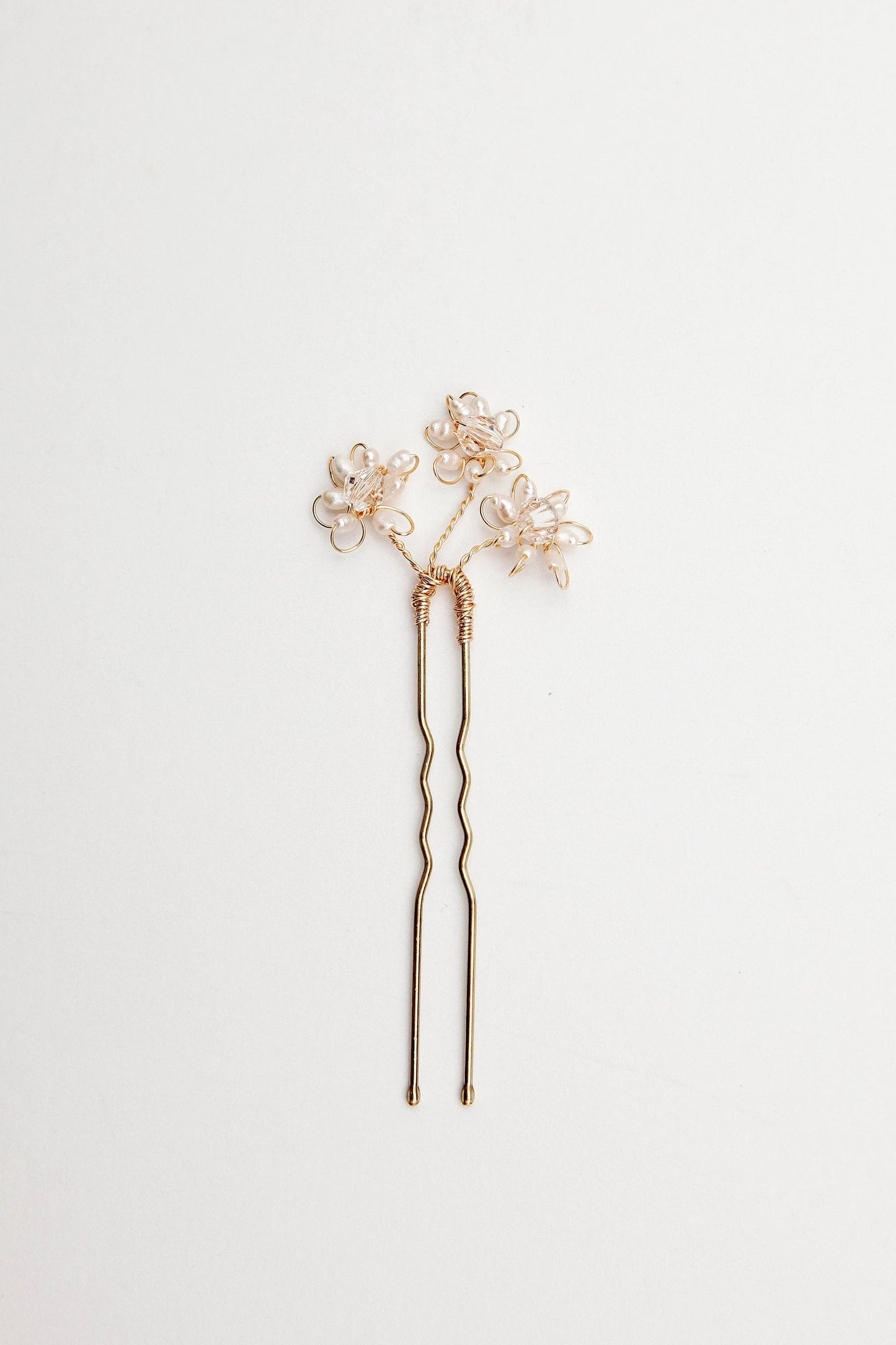 Triple Flowers Freshwater Pearl Hair Pins