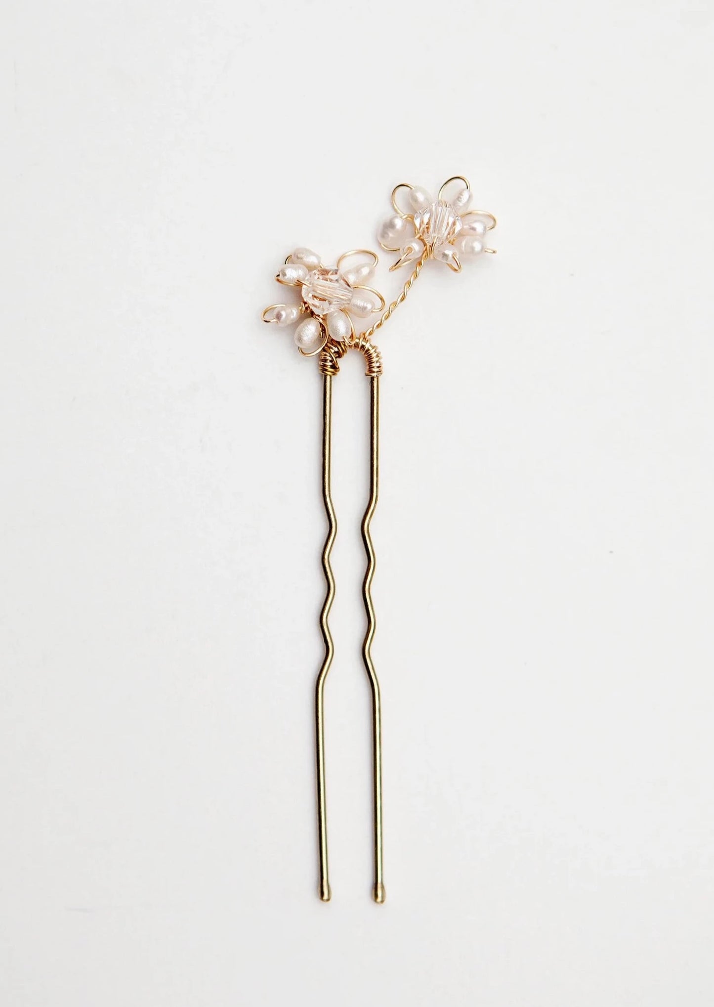 Double Small Flowers Freshwater Pearl Hair Pins