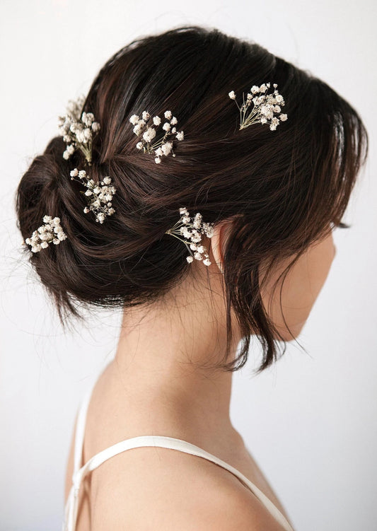 Small Spread-out Dried Baby's Breath Hair Pins