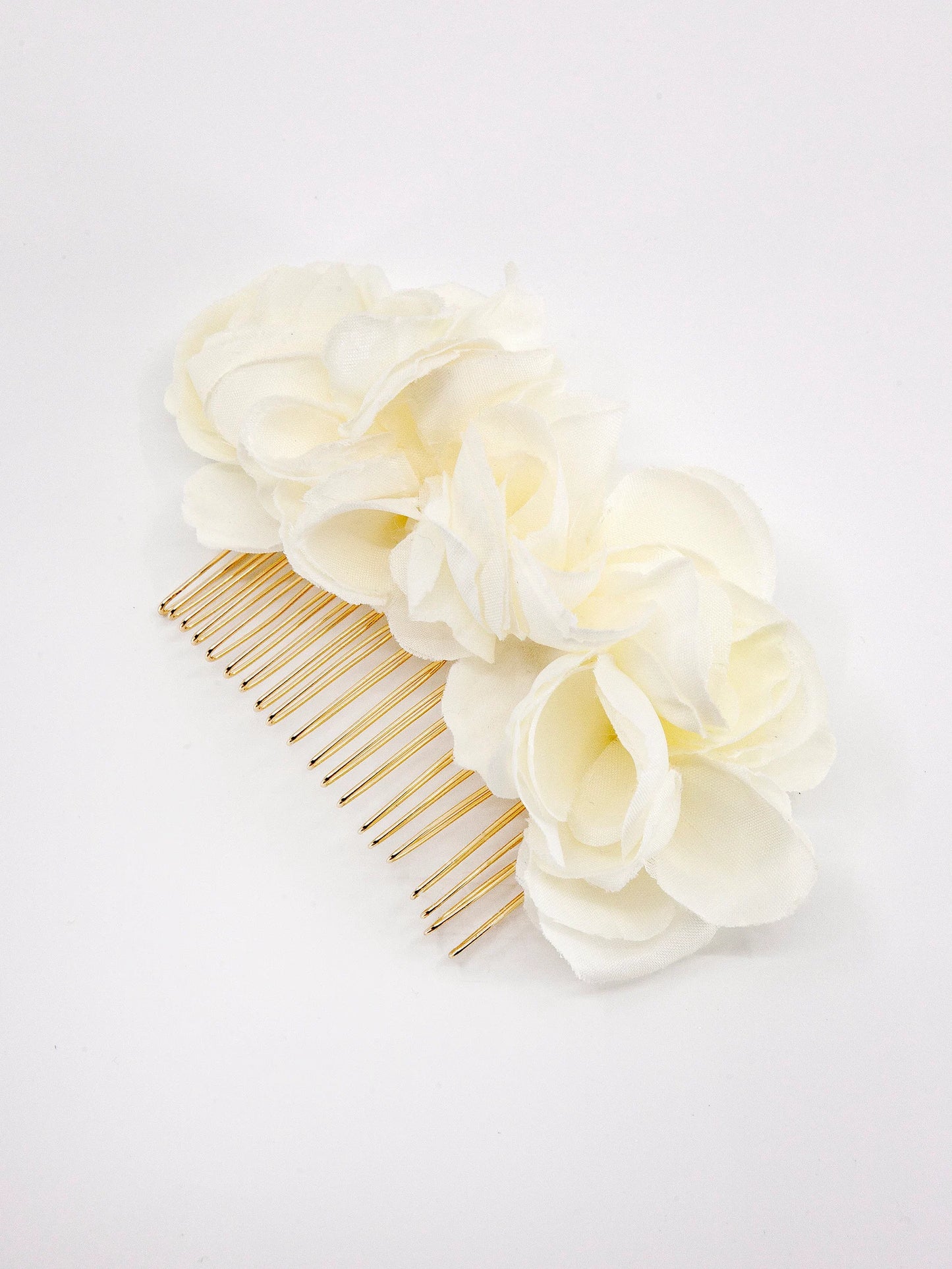 Silk Beige Flower Small Comb