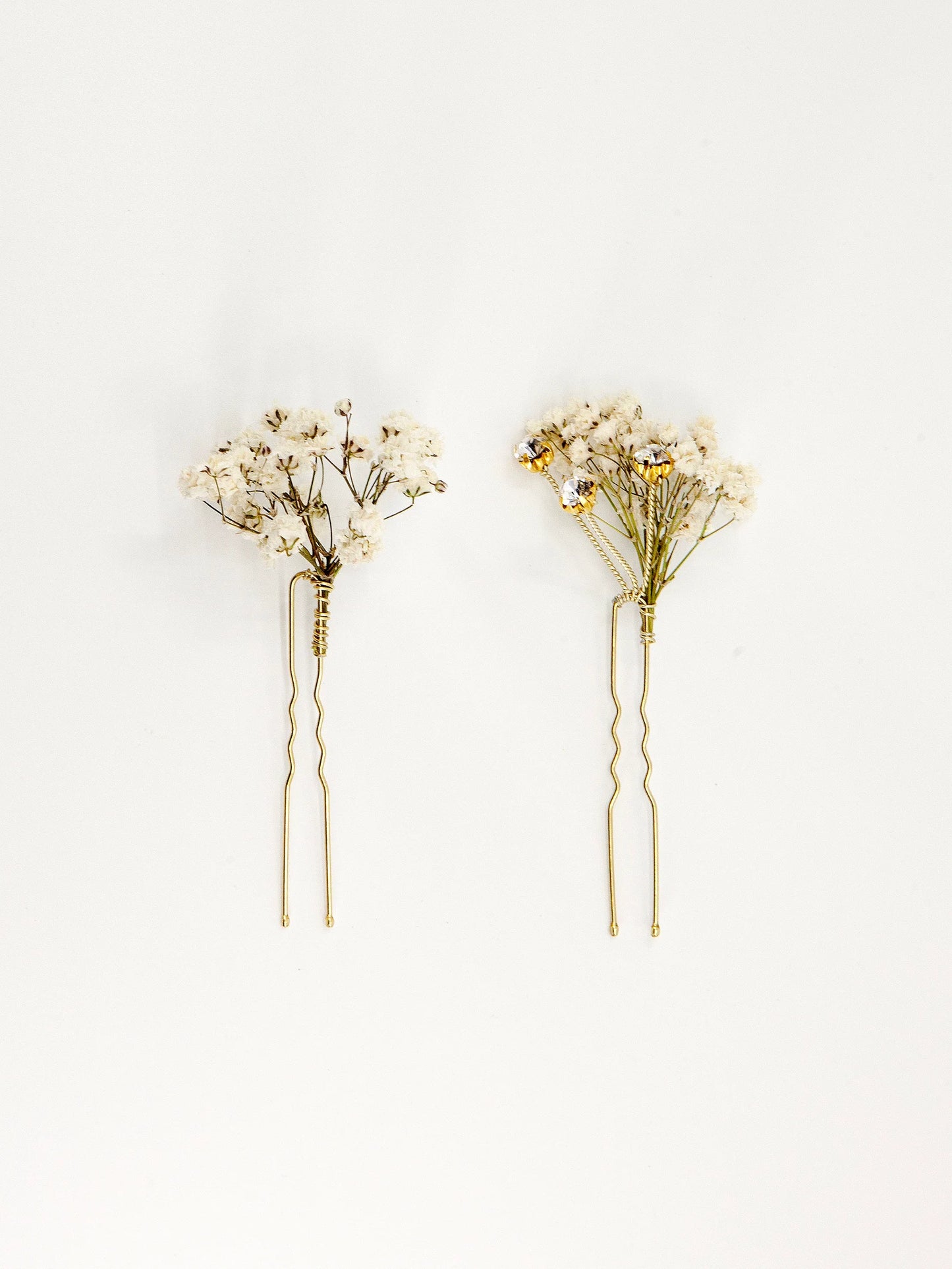 Small Spread-out Dried Baby's Breath Hair Pins