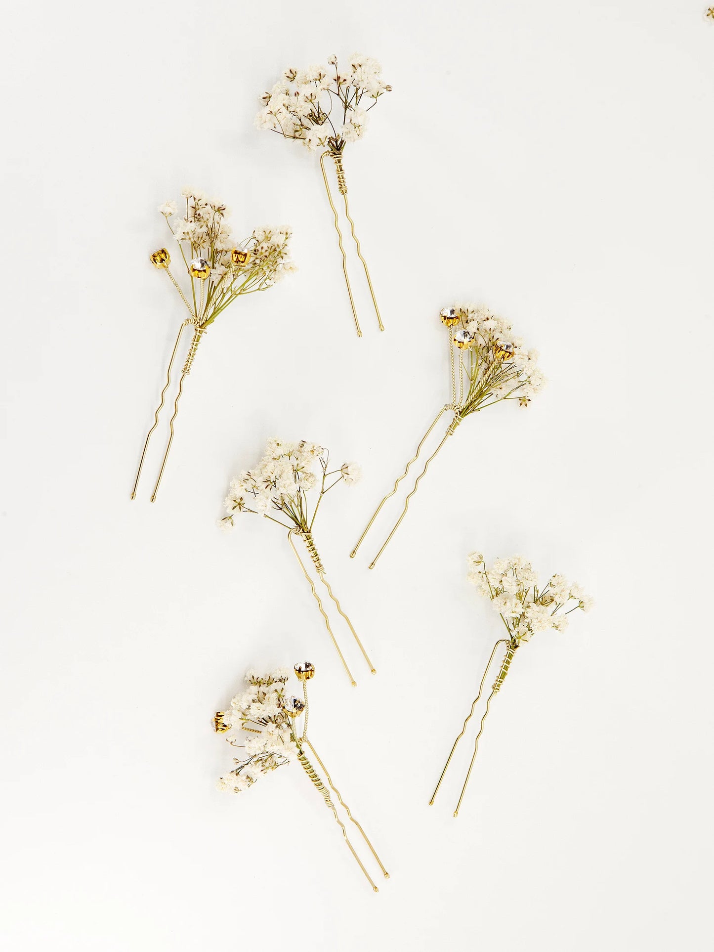 Small Spread-out Dried Baby's Breath Hair Pins