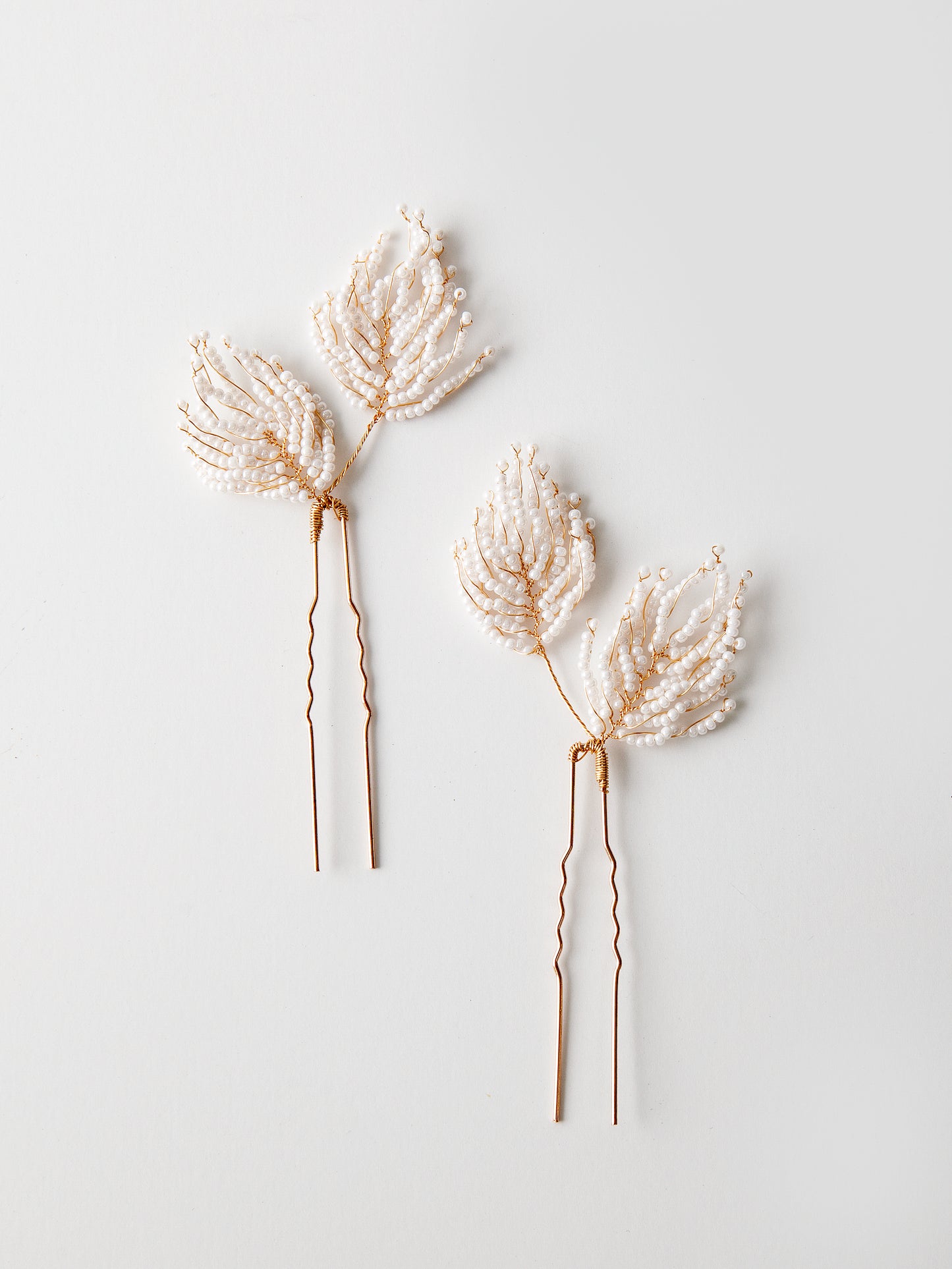 Beaded Leaves Hair Pins